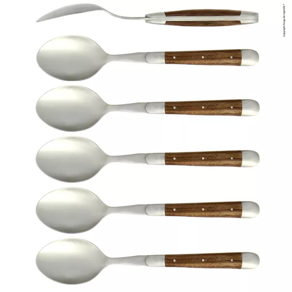 Esslöffeln, Finish matt Griff aus Nussbaumholz Set mit 6