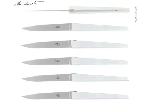 Couteaux de table Jean-Michel Wilmotte pour Cyril Lignac en aluminium, coffret de 6