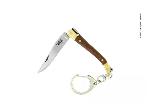 Taschenmesser mit Schlüsselanhänger, 7cm, Griff aus Braun Gepresster Verbunfaser und Mitres aus Messing