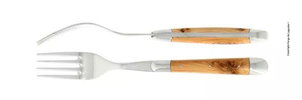 Essgabeln, finish glänzend mit Griff aus Wacholder, Set mit 2