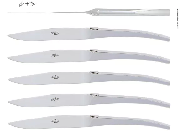 Couteaux de table C + B Lefebvre en inox brillant, coffret de 6