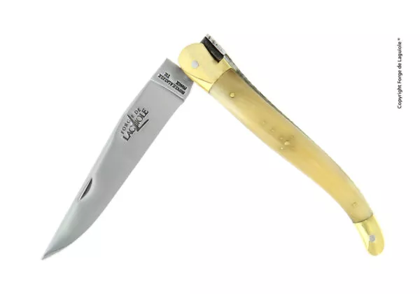 Taschenmesser, 12 cm, Griff aus hellem Horn und Mitres aus Messing