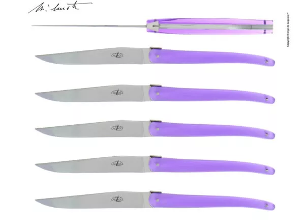 Couteaux de table Jean-Michel Wilmotte en dacryl® Mauve, coffret de 6