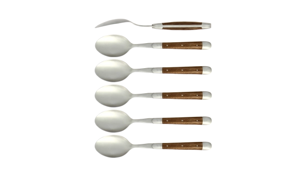 Cuillères à soupe, satinées en noyer, coffret de 6