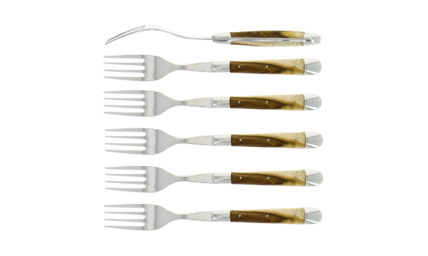 Fourchettes brillantes en pistachier, coffret de 6