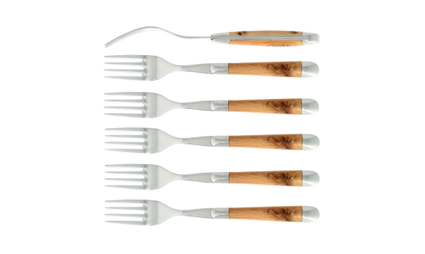 Fourchettes brillantes en genévrier, coffret de 6