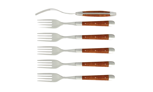 Fourchettes satinées en bruyère, coffret de 6
