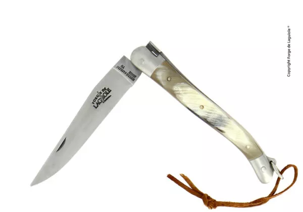 Taschenmesser, 11 cm, finish matt mit Griff aus Aubrac Rinderhorn und Mitres aus Inox