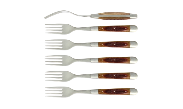 Fourchettes satinées en chêne de barrique, coffret de 6
