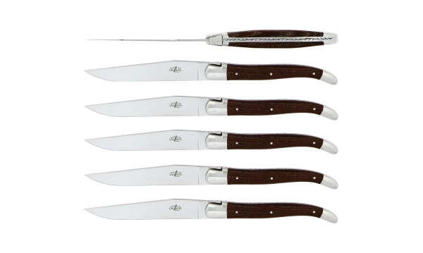 Couteaux de table brillants en frêne densifié, coffret de 6