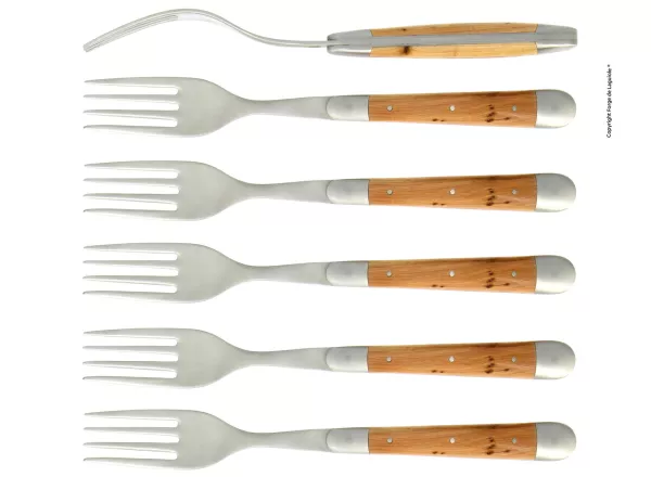 Essgabeln, finish matt mitt Griff aus Wacholder, Set mit 6