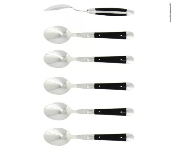 Kaffeelöffeln, finish glänzend mit Griff aus Acryl Schwarz, Set mit 6