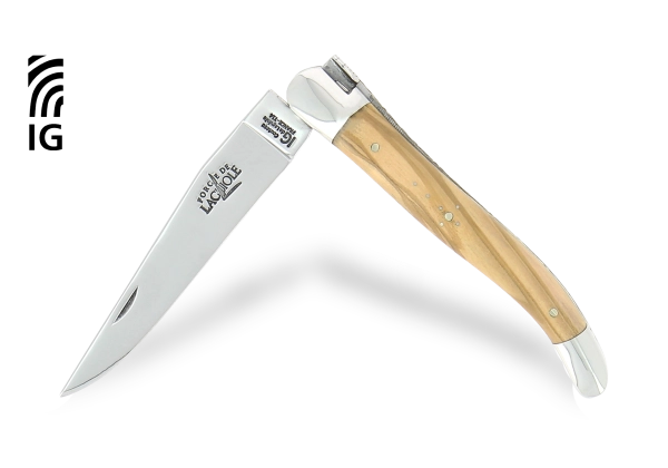 Couteau pliant 11 cm en olivier, mitres inox finition brillante