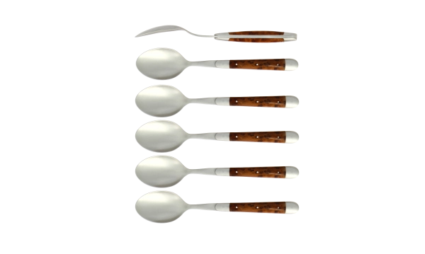 Cuillères à soupe, satinées en thuya, coffret de 6