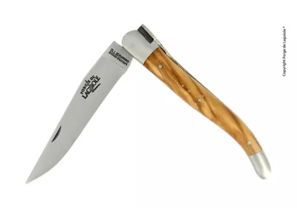 Taschenmesser, 12 cm, finish matt mit Griff aus Olivenholz und Mitres aus Inox