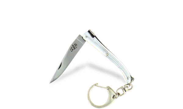 Couteau pliant 7cm en aluminium avec porte-clé, finition brillante