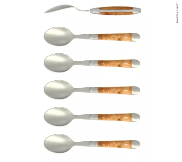 Kaffeelöffeln, Finish matt mitt Griff aus Wacholder, Set mit 6