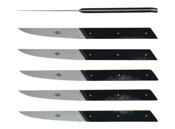 Couteaux de table Léon, en tissu compressé noir coffret de 6