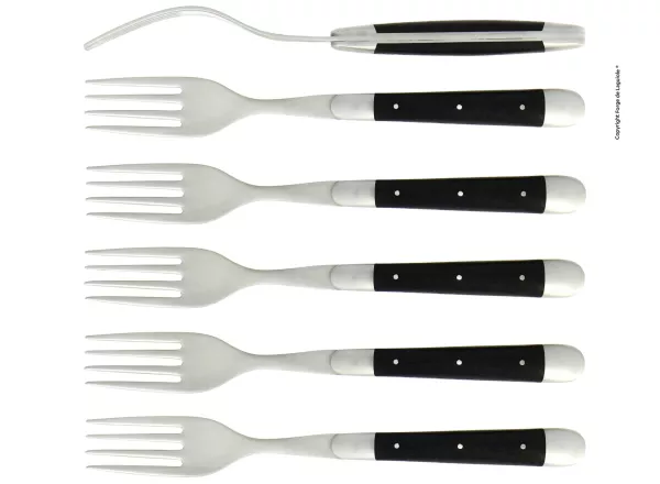 Essgabeln, finish matt mit Griff aus Ebenholz, Set mit 6
