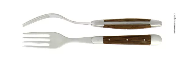 Essgabeln, finish matt mit Griff aus Mooreich, 5000 Jahre alt, Set mit 2