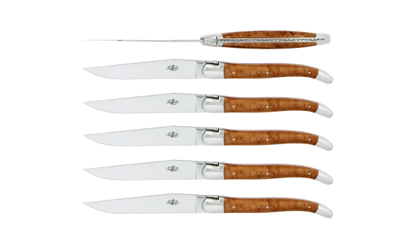 Couteaux de table brillants en Bruyère, coffret de 6