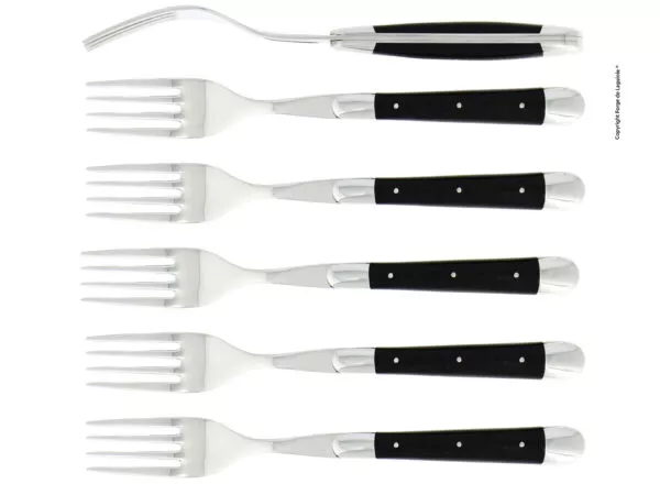 Essgabeln, finish glänzend mit Griff aus acrylic glas schwarz, Set mit 6