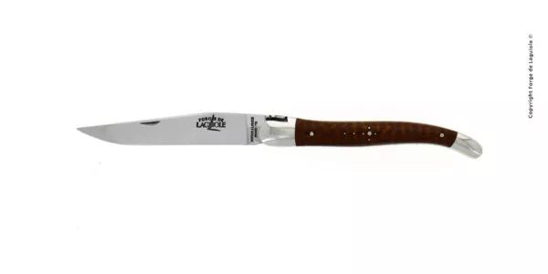 Couteau pliant ciselé main brillant en amourette avec double platines