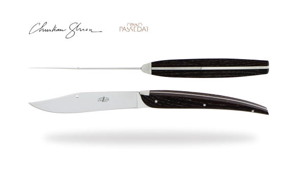 Couteaux de table Christian Ghion pour Gérald Passédat en frêne densifié, coffret de 6