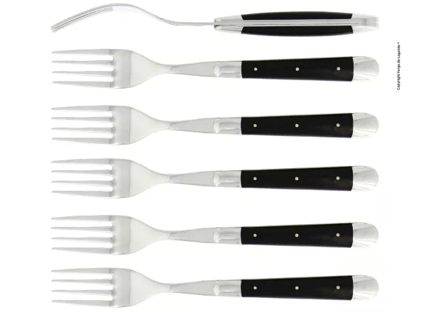 Essgabeln, finish glänzend mit Griff aus Ebenholz, Set mit 6
