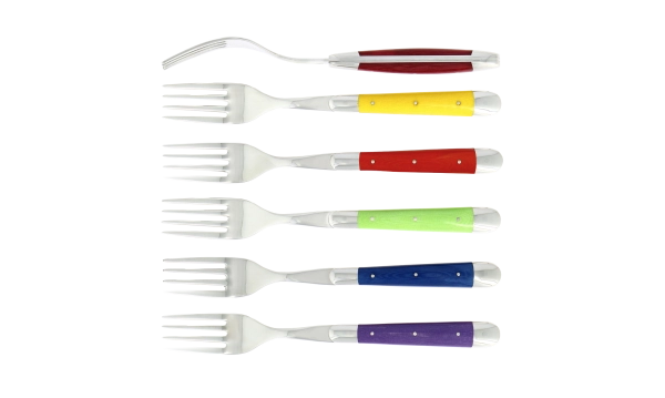 Fourchettes brillantes en tissu compressé multi, coffret de 6