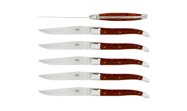 Couteaux de table satinés en Amourette, coffret de 6