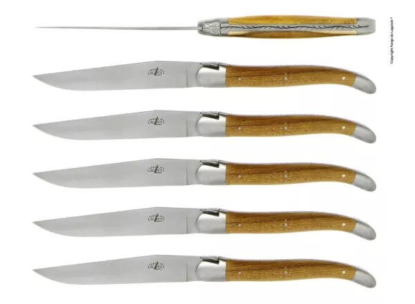 Couteaux de table satinés en pistachier, coffret de 6