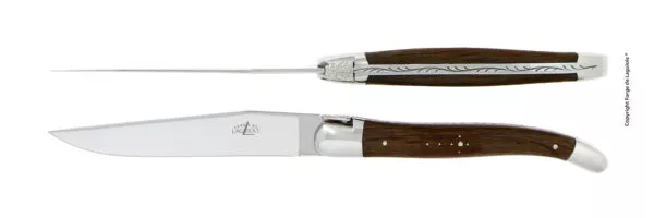 Couteaux de table brillants en Coeur de chêne subfossile, coffret de 2