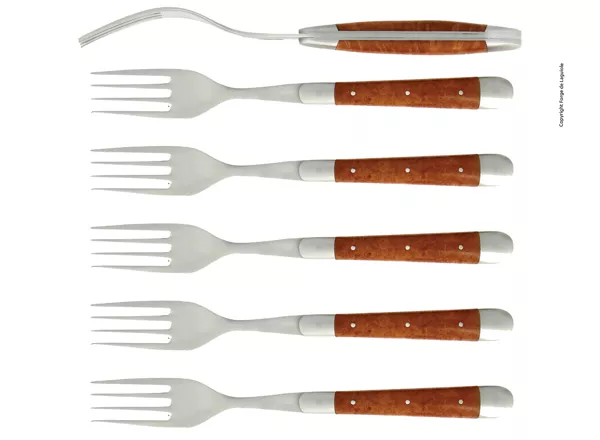 Essgabeln, finish matt mitt Griff aus Erika, Set mit 6