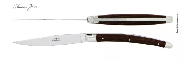 Couteaux de table Christian Ghion en frêne densifié, coffret de 2