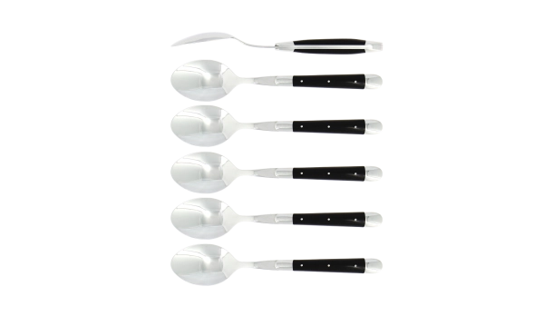 Cuillères à soupe, brillantes en ébène, coffret de 6