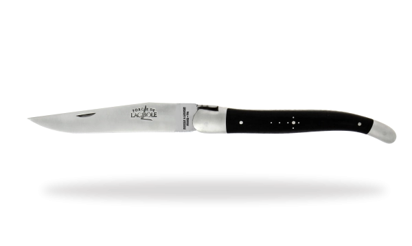 Couteau pliant de Laguiole ressort guilloché "Boraldes" manche en ébène finition satinée