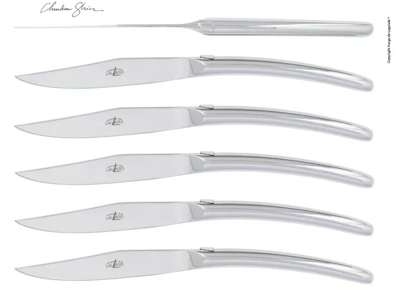 Couteaux de table Christian Ghion en inox brillant, coffret de 6