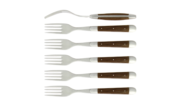 Fourchettes satinées en cœur de chêne subfossile, coffret de 6