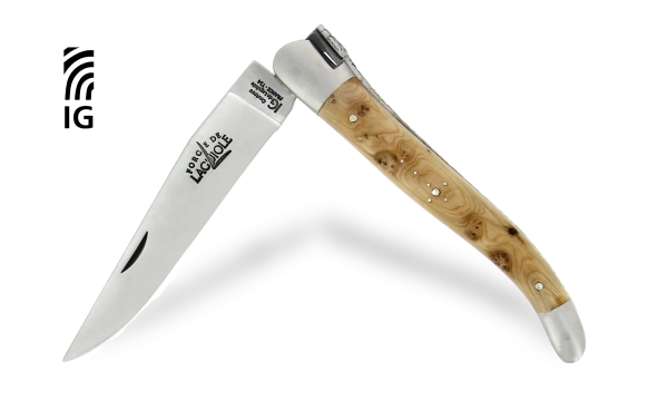 Couteau pliant 12 cm en genévrier, mitre inox finition satinée