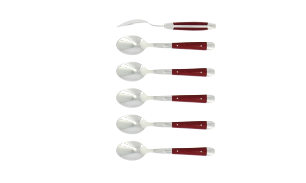 Cuillères à café, brillantes en tissu compressé rouge, coffret de 6