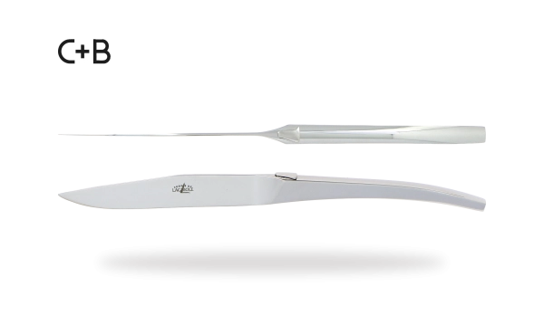 Couteaux de table C + B Lefebvre en inox brillant, coffret de 2