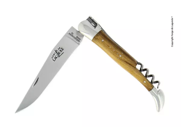 Couteau pliant 12cm avec tire-bouchon en pistachier, mitres inox finition brillante