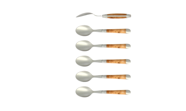 Cuillères à café, satinées en genévrier, coffret de 6