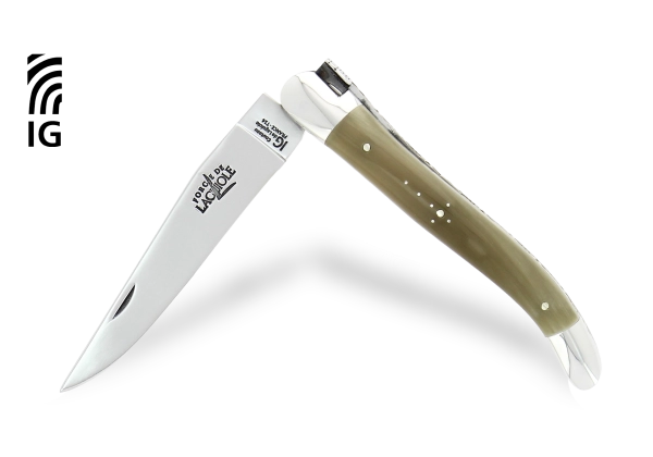 Couteau de Laguiole 11 cm en corne claire brillante
