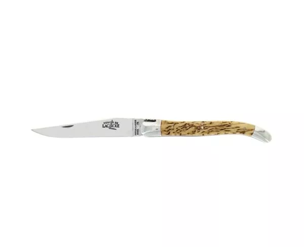 Couteau Laguiole pliant ciselé main 11 cm en bouleau finition brillante
