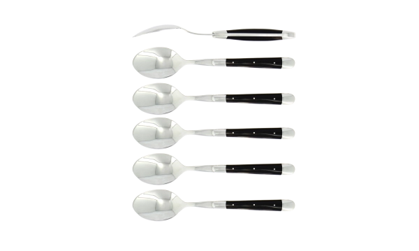 Cuillères à soupe, brillantes en corne foncée, coffret de 6