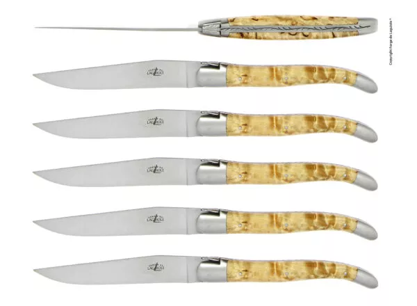 Couteaux de table satinés en Bouleau, coffret de 6