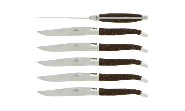 Couteaux de table satinés en Sable de Laguiole, coffret de 6