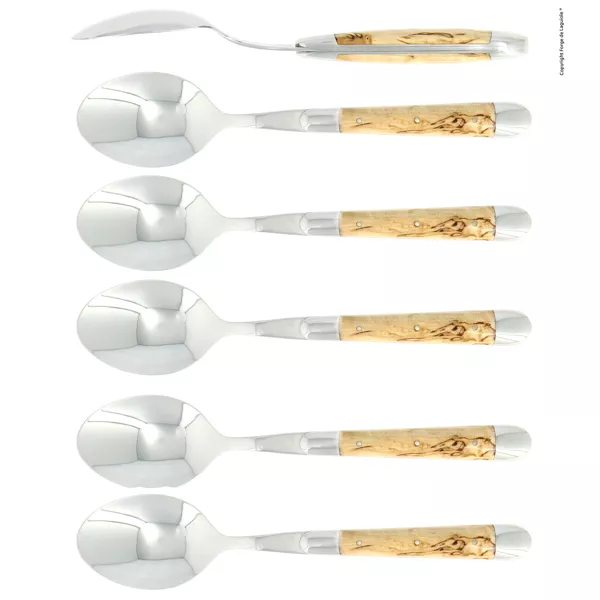 Esslöffeln, finish glänzend mitt Griff aus Birkenholz Set mit 6